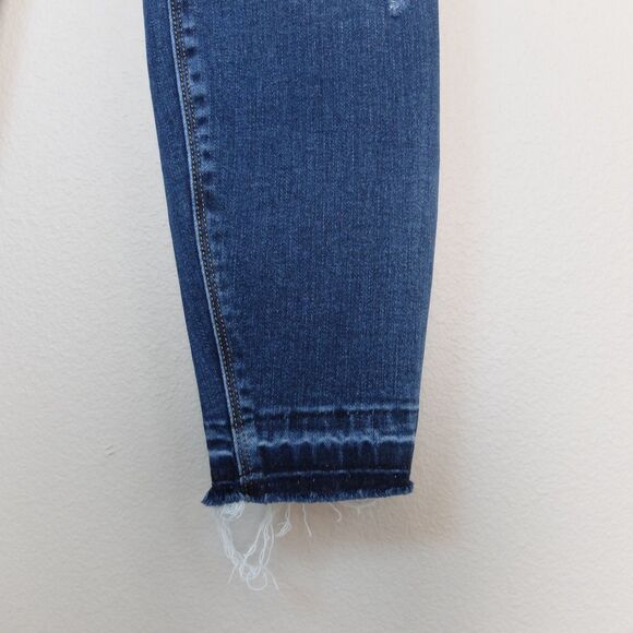 SPANX Distressed Ankle Skinny Jeans Raw Hem Size Medium - Picture 5 of 14